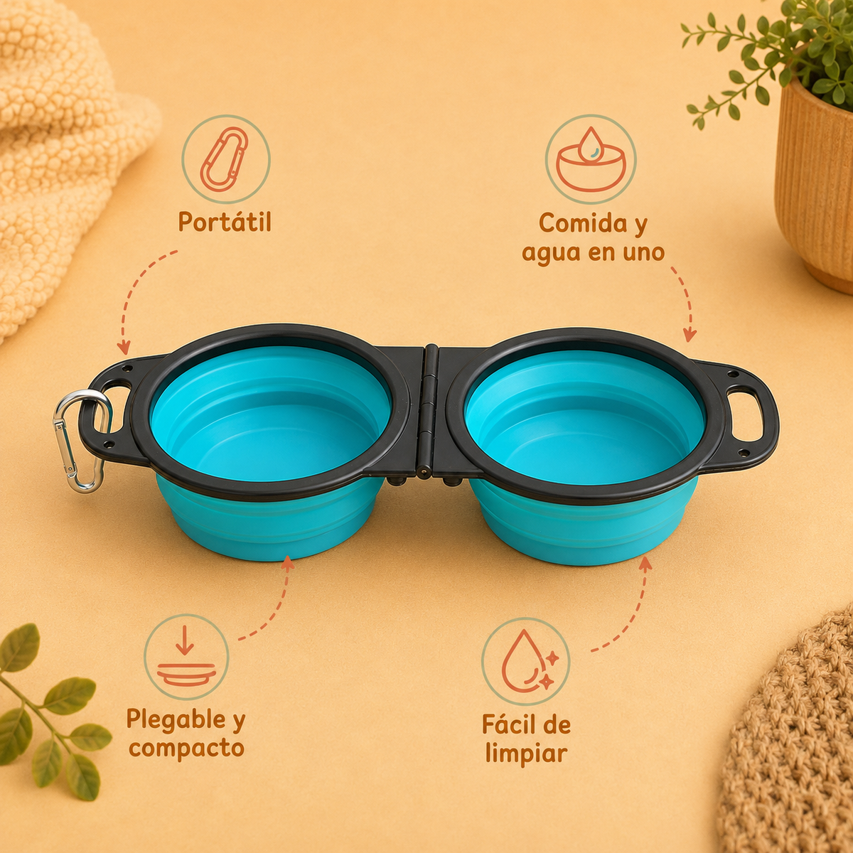 Plato Plegable Doble para Paseos