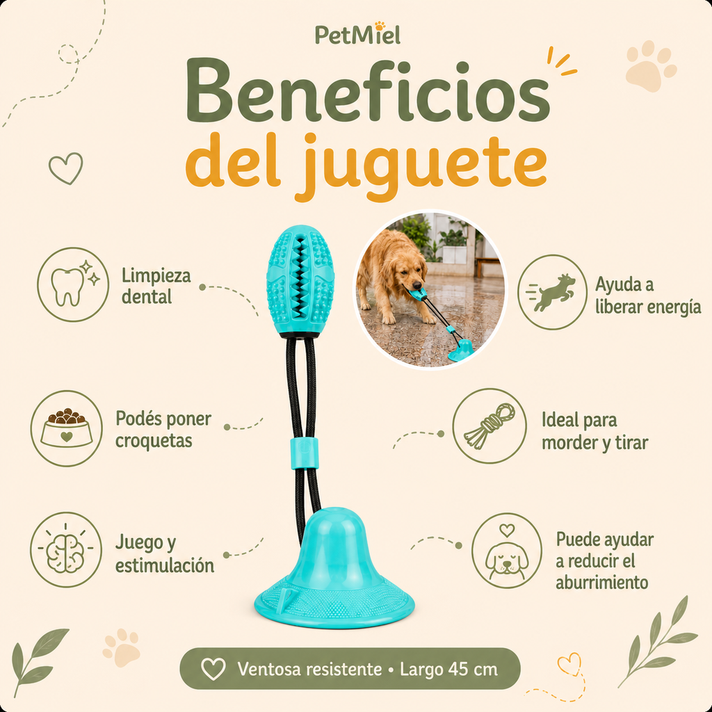 Juguete Dental con Ventosa y Dispensador para Perros