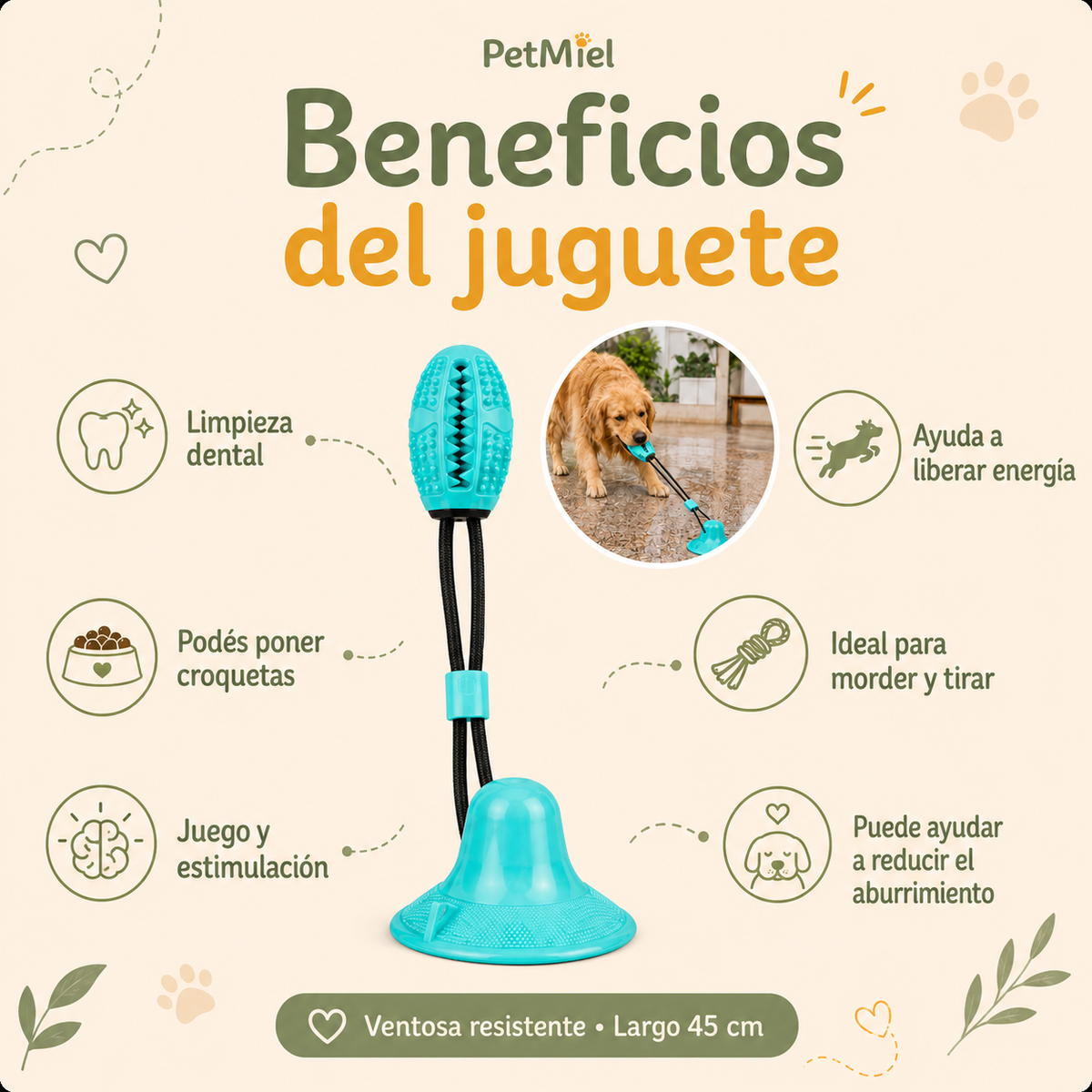 Juguete Dental con Ventosa y Dispensador para Perros
