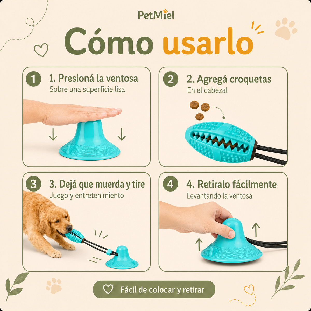 Juguete Dental con Ventosa y Dispensador para Perros